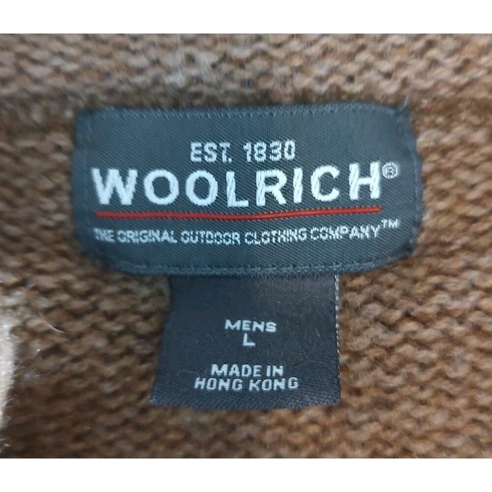 Men's WOOLRICH Quarter Zip Sweater Mock Neck 70% wool "Buckskin" - Large - Picture 3 of 8
